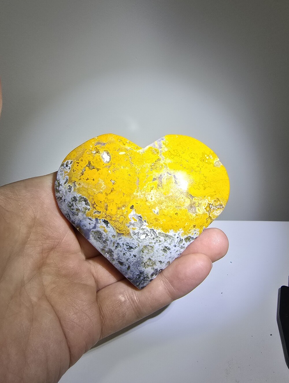 Large Bumblebee Jasper Crystal Heart